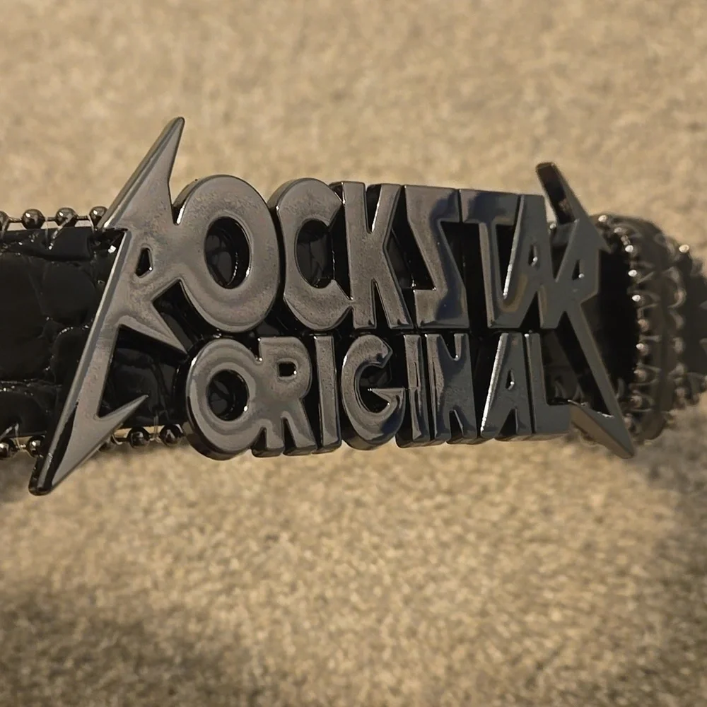 Childs Rockstar Original Black Belt With Red Stones